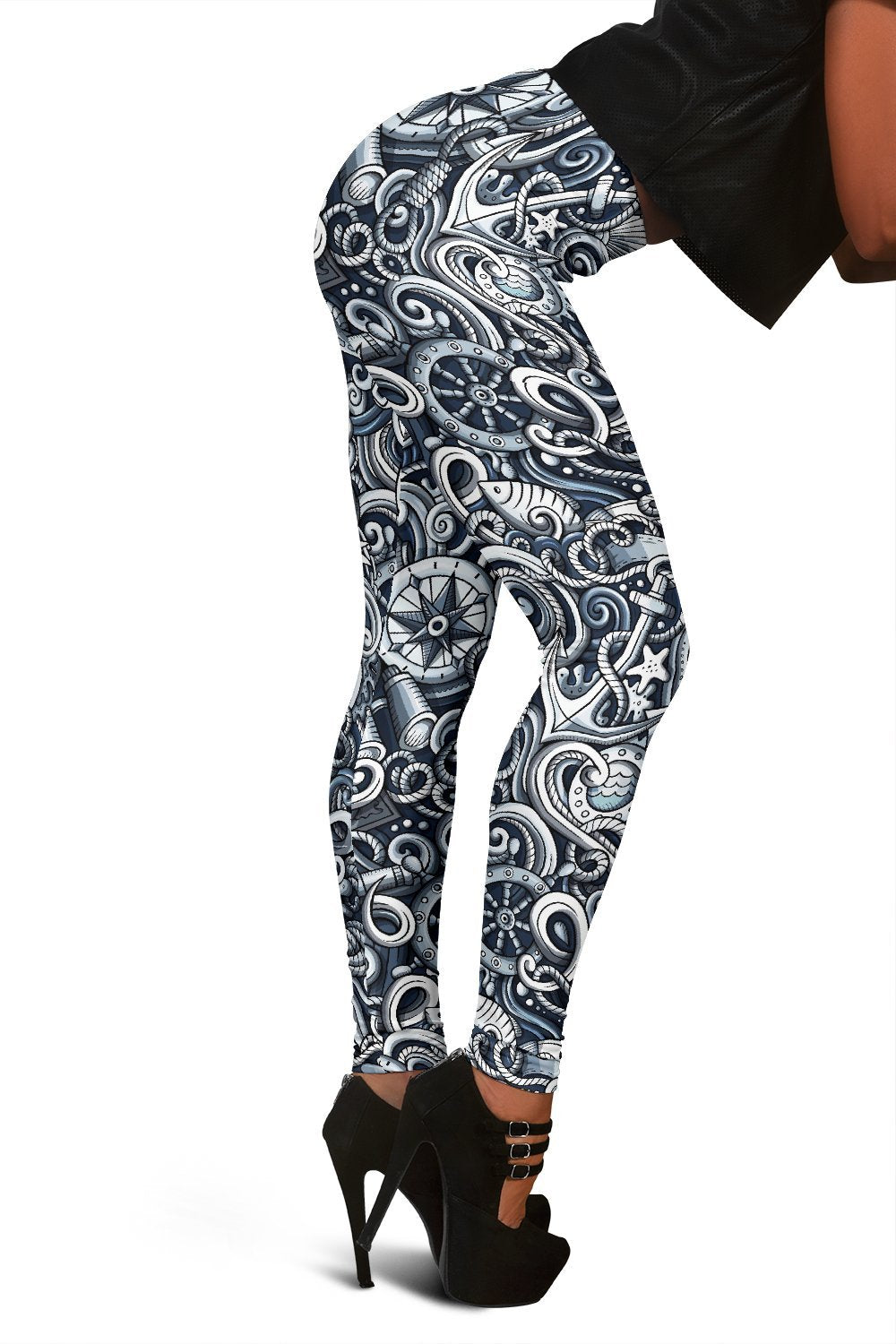 Psychedelic Compass Pattern Print Women Leggings-grizzshop