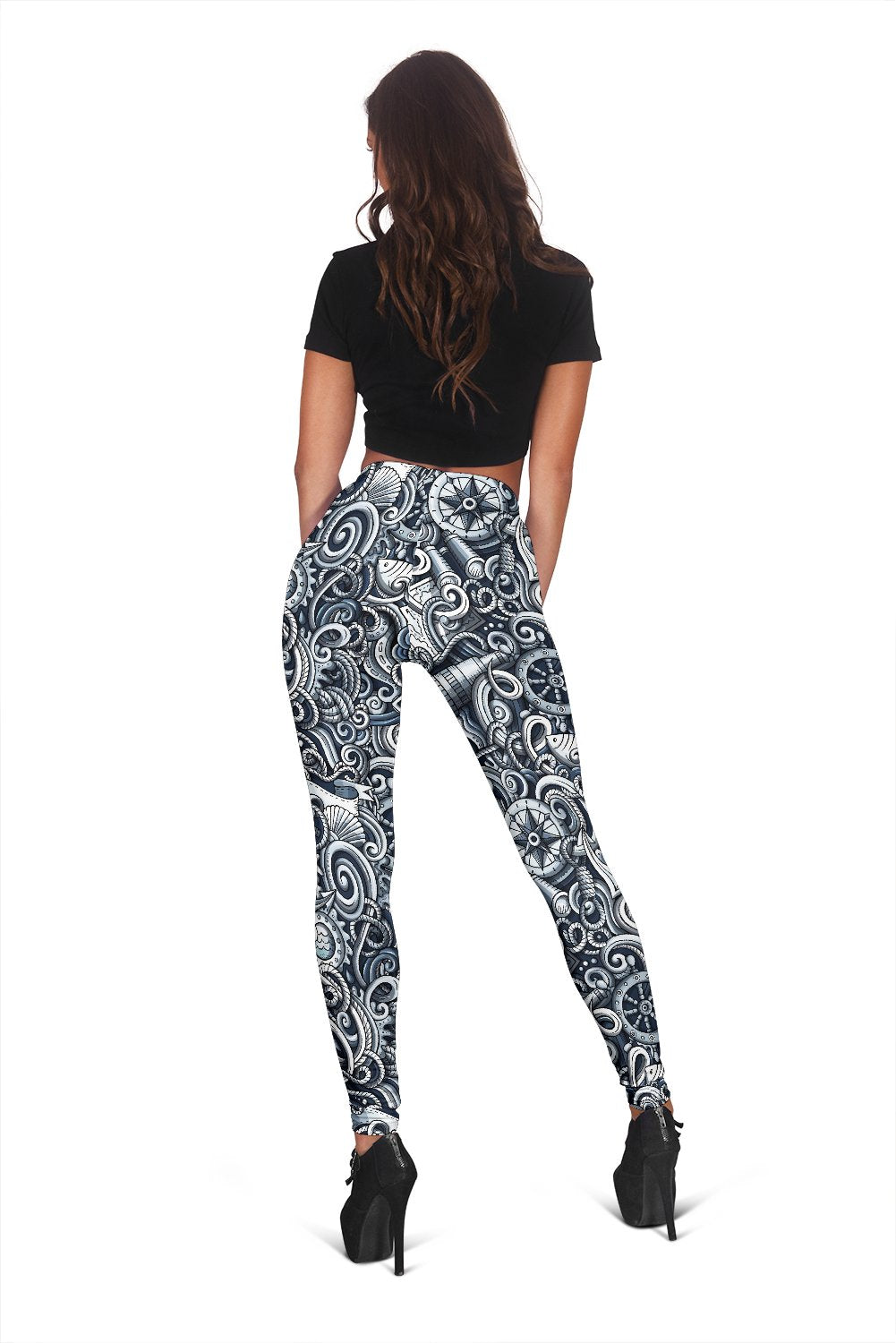 Psychedelic Compass Pattern Print Women Leggings-grizzshop