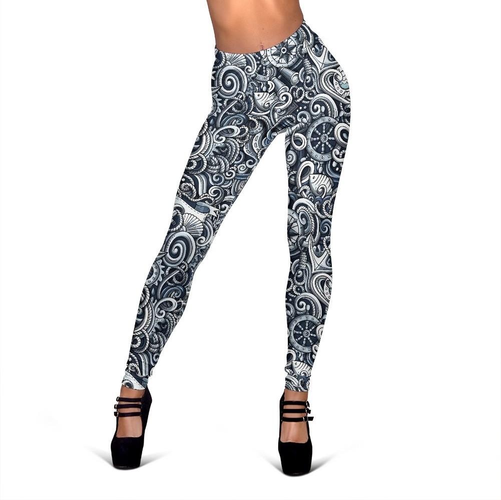 Psychedelic Compass Pattern Print Women Leggings-grizzshop