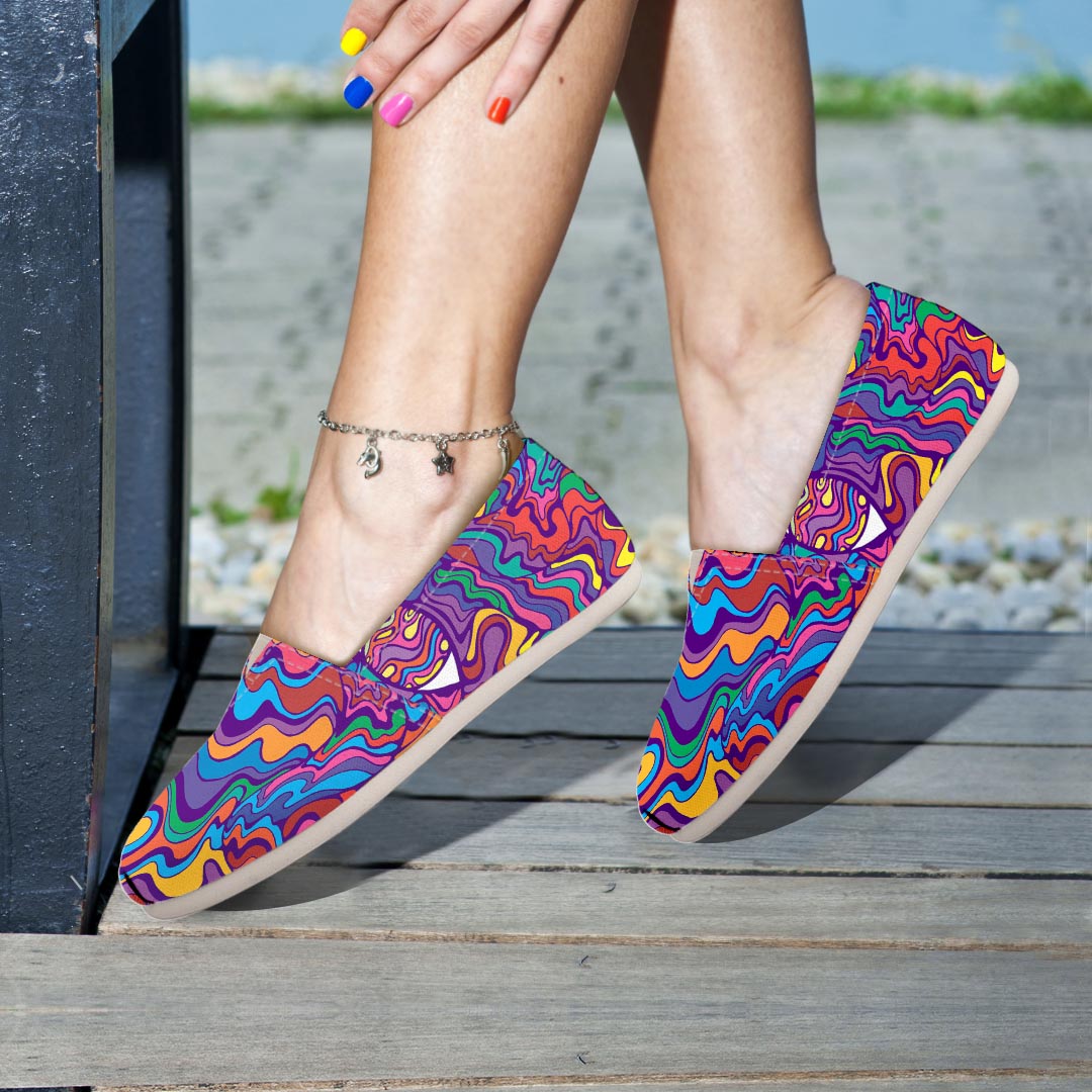 Psychedelic Face Canvas Shoes-grizzshop