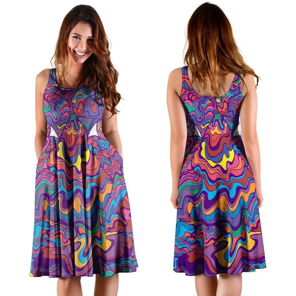 Psychedelic Face Dress-grizzshop