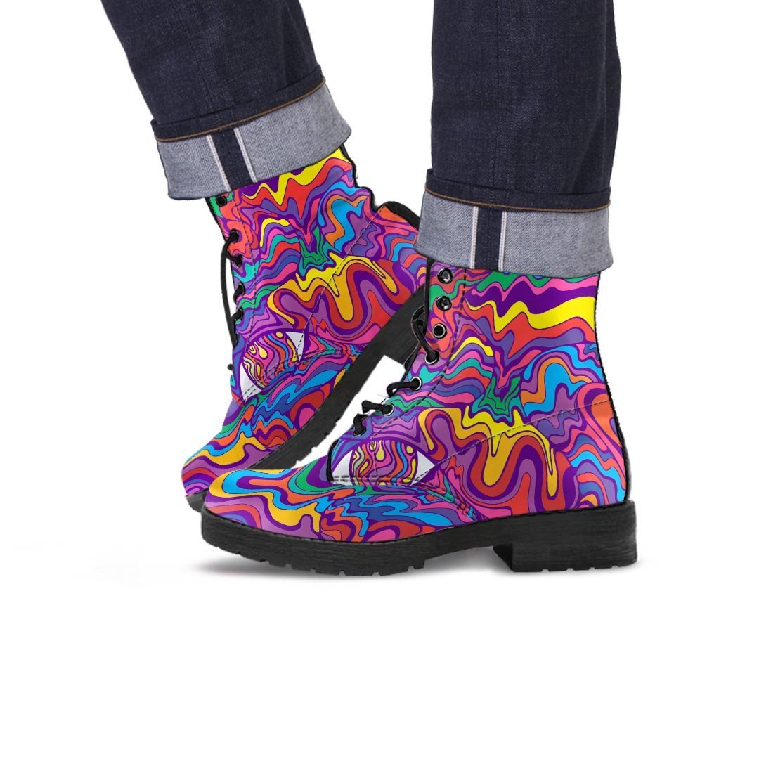 Psychedelic Face Men's Boots-grizzshop