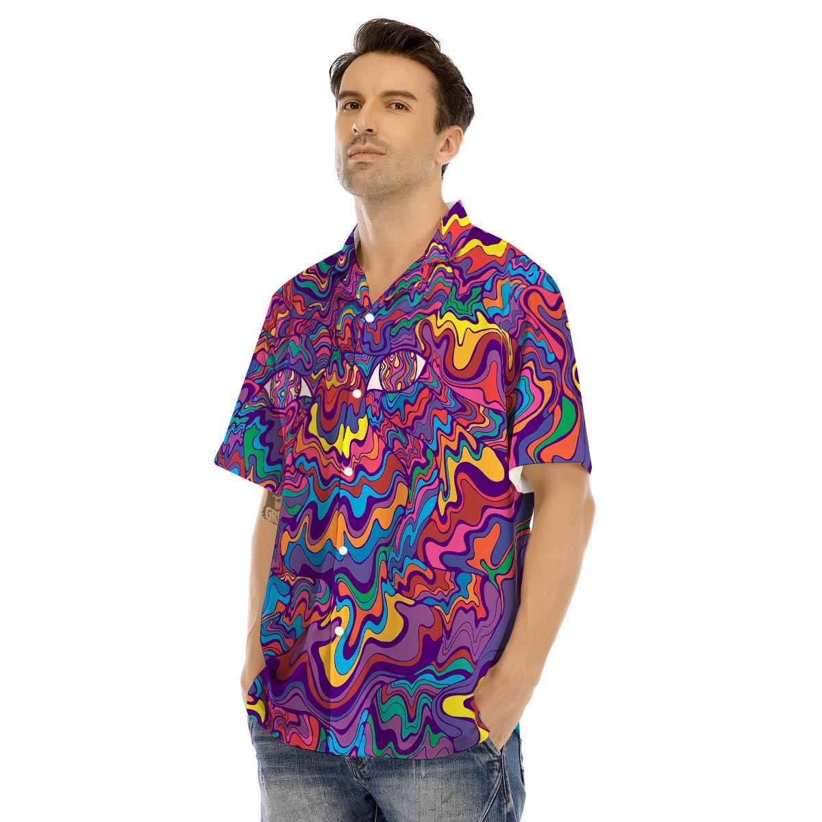 Psychedelic Face Men’s Hawaiian Shirt-grizzshop