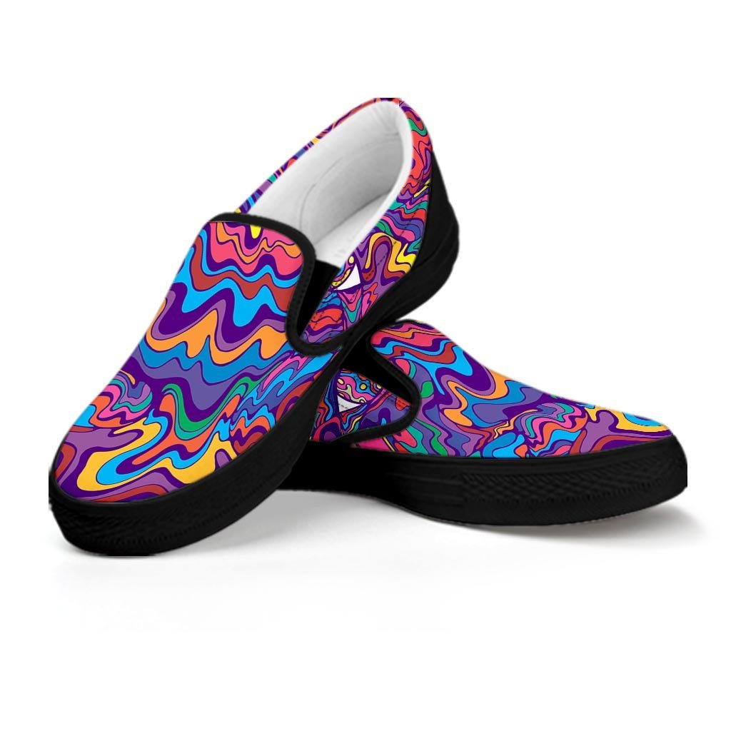 Psychedelic Face Men's Slip On Sneakers-grizzshop