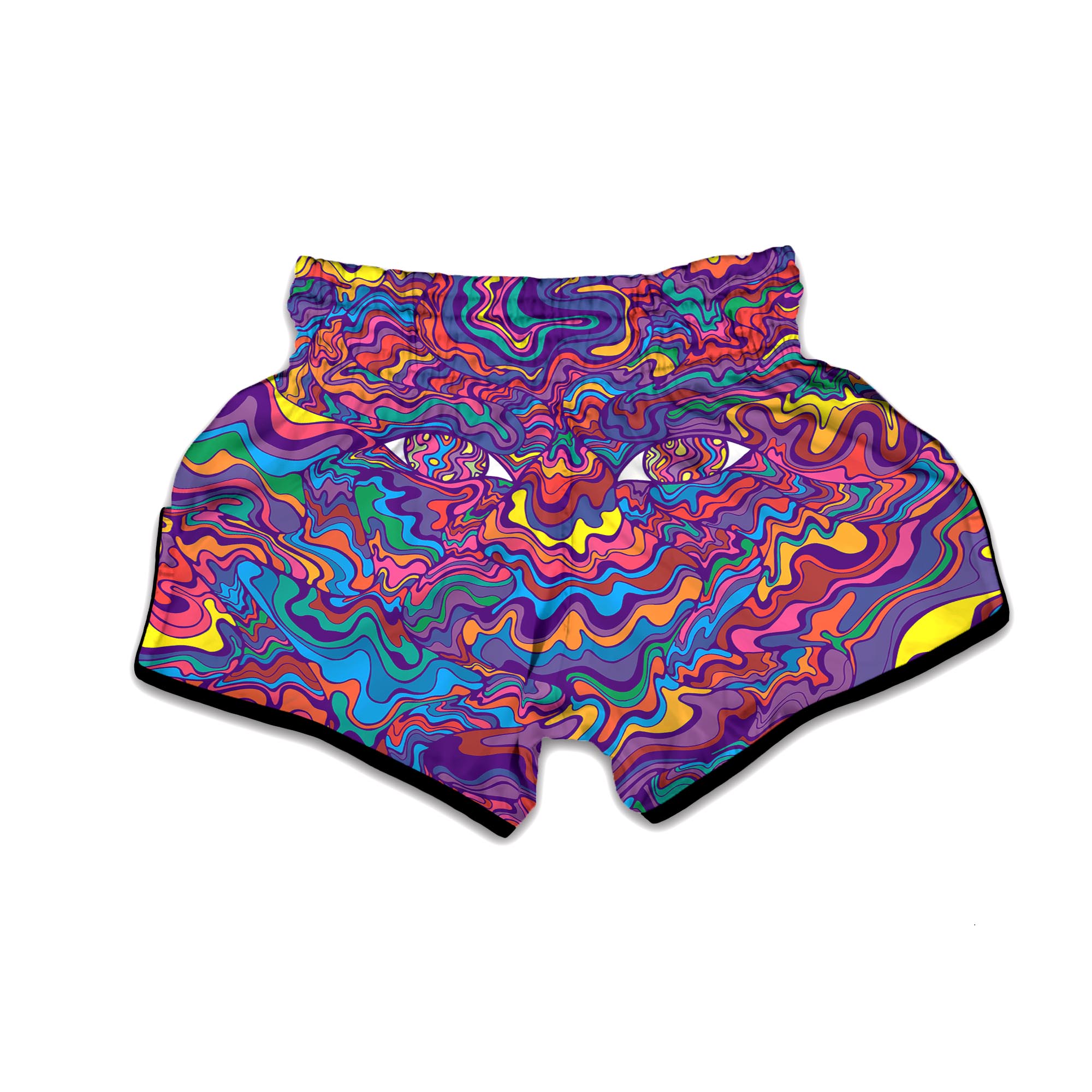 Psychedelic Face Muay Thai Boxing Shorts-grizzshop