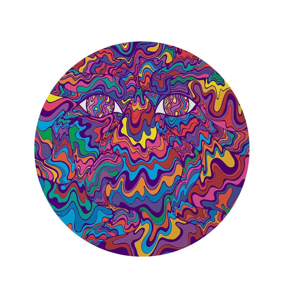 Psychedelic Face Round Rug-grizzshop