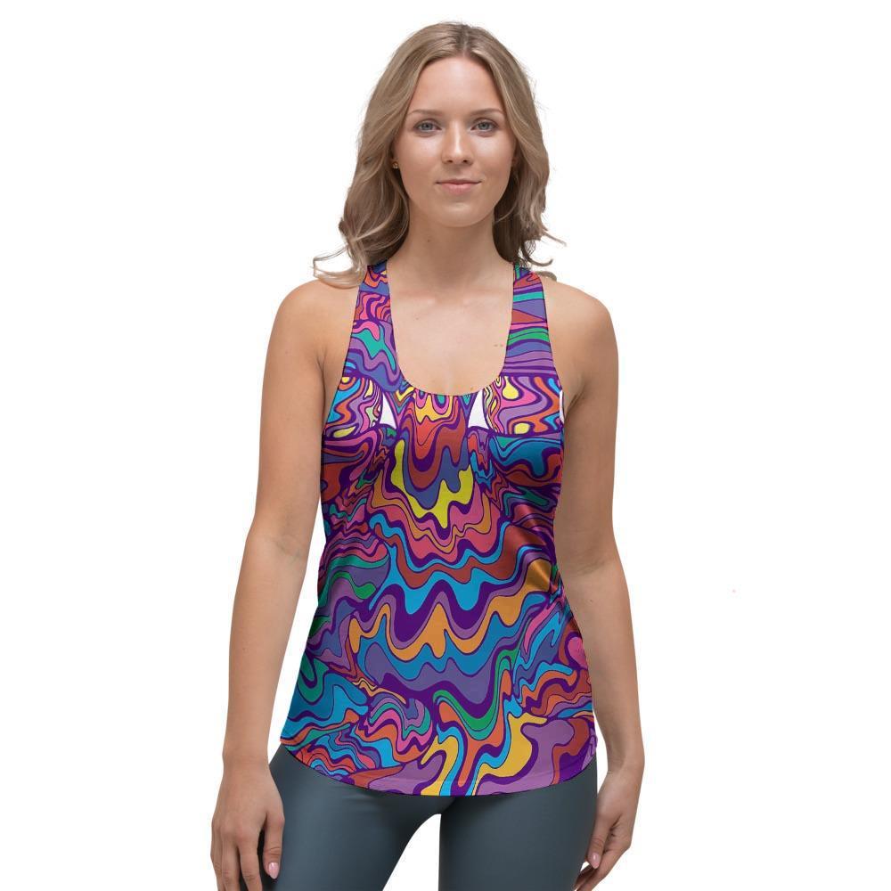 Psychedelic Face Women's Racerback Tank Top-grizzshop