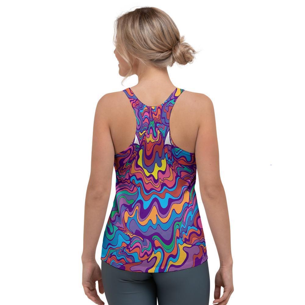 Psychedelic Face Women's Racerback Tank Top-grizzshop