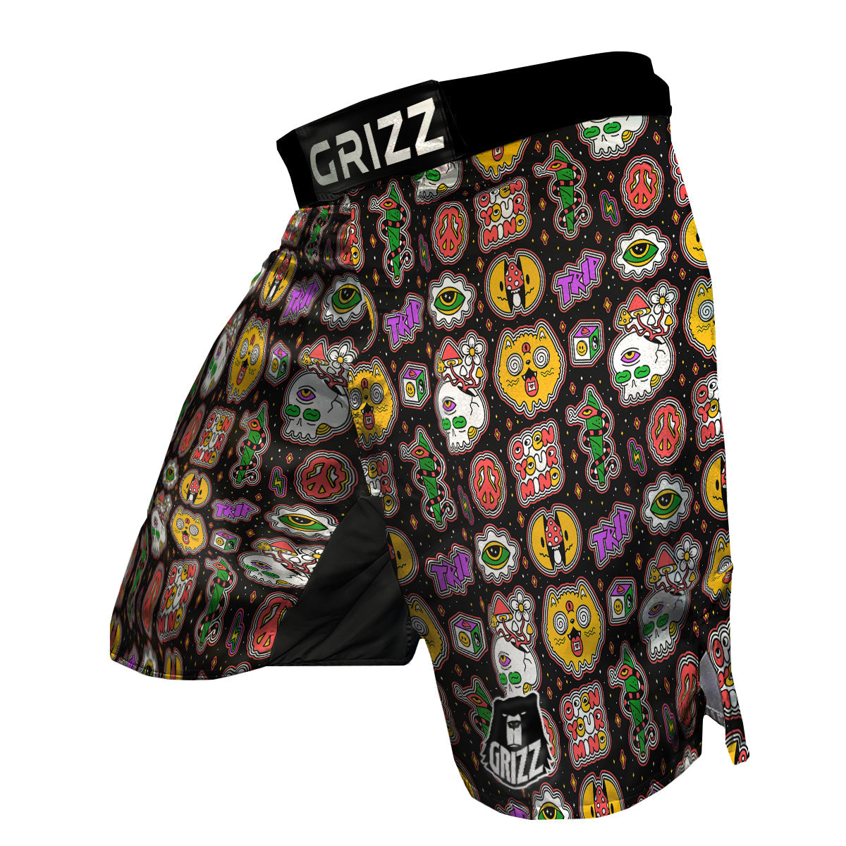 Psychedelic Funny Crazy Colorful Print Pattern MMA Shorts-grizzshop