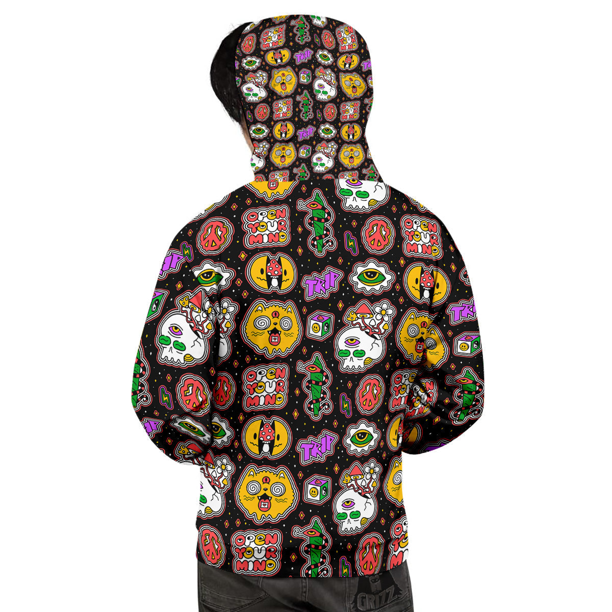 Psychedelic Funny Crazy Colorful Print Pattern Men's Hoodie-grizzshop