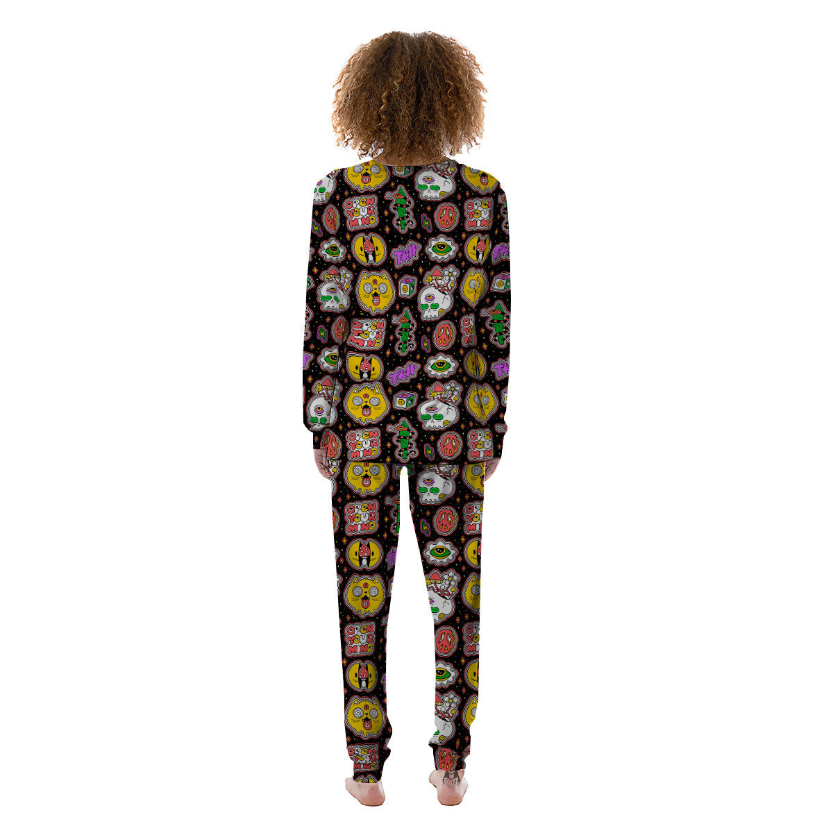Psychedelic Funny Crazy Colorful Print Pattern Women's Pajamas-grizzshop