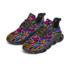 Psychedelic Geometric Multicolor Black Running Shoes-grizzshop