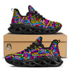 Psychedelic Geometric Multicolor Black Running Shoes-grizzshop
