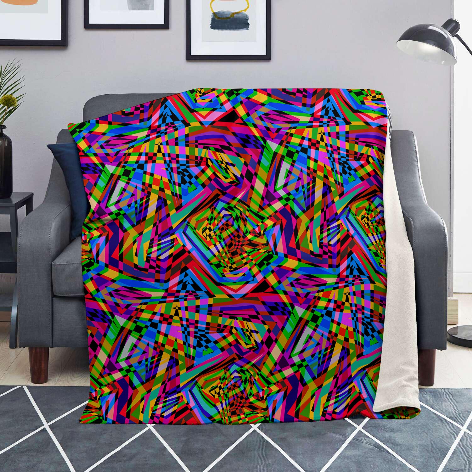 Psychedelic Geometric Multicolor Blanket-grizzshop