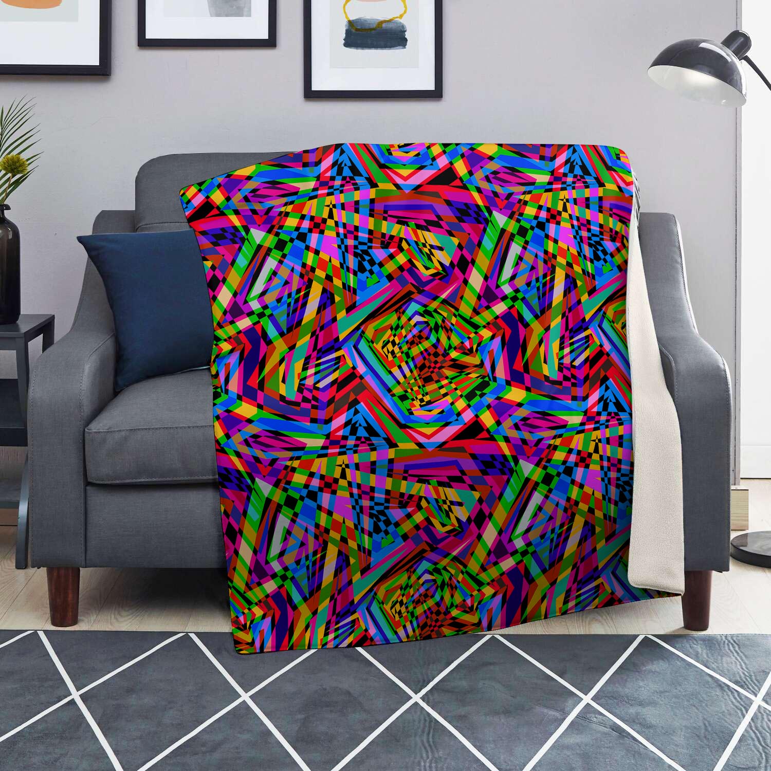 Psychedelic Geometric Multicolor Blanket-grizzshop