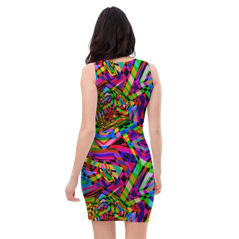 Psychedelic Geometric Multicolor Bodycon Dress-grizzshop