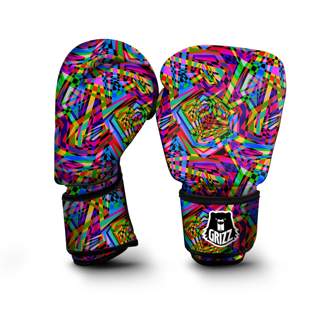 Psychedelic Geometric Multicolor Boxing Gloves-grizzshop