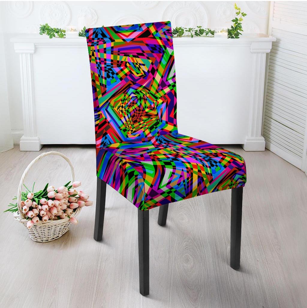 Psychedelic Geometric Multicolor Chair Cover-grizzshop