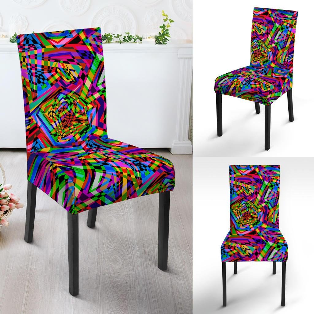Psychedelic Geometric Multicolor Chair Cover-grizzshop
