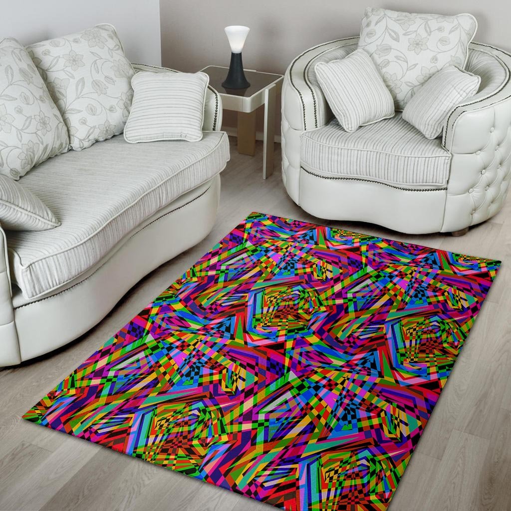 Psychedelic Geometric Multicolor Floor Mat-grizzshop