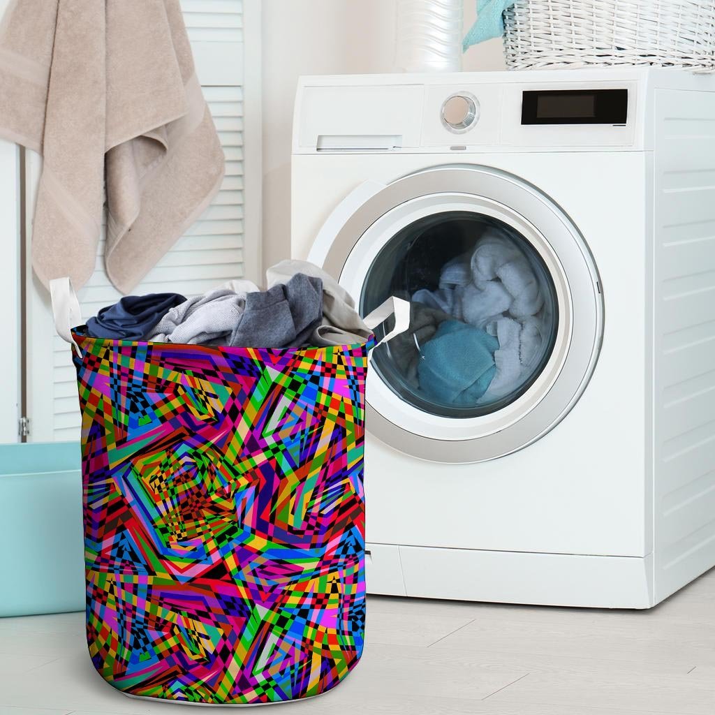 Psychedelic Geometric Multicolor Laundry Basket-grizzshop