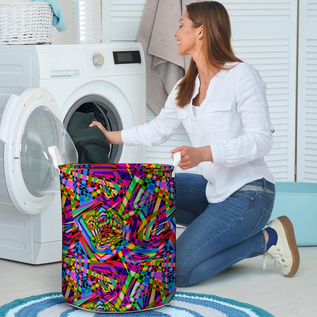 Psychedelic Geometric Multicolor Laundry Basket-grizzshop