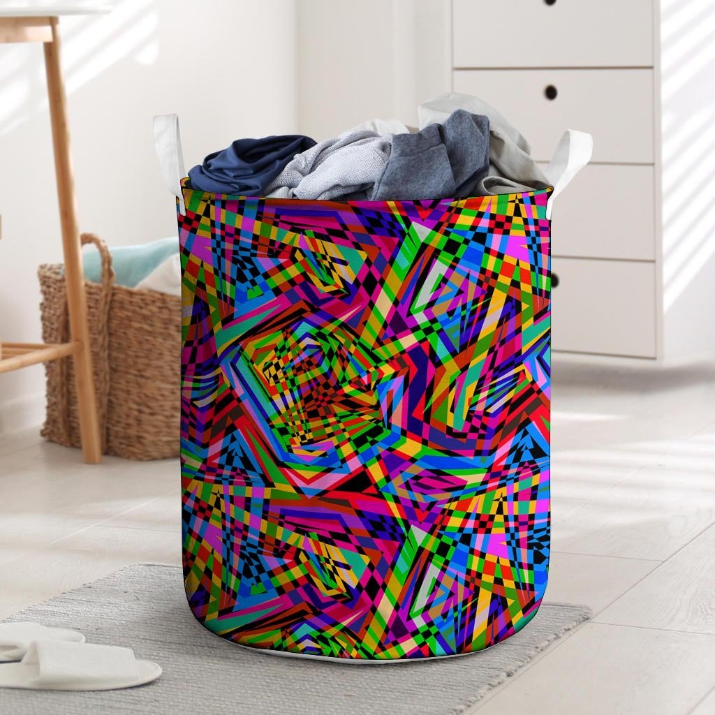 Psychedelic Geometric Multicolor Laundry Basket-grizzshop
