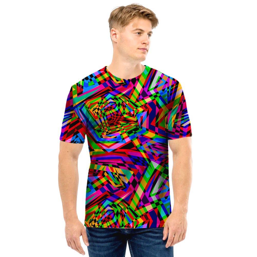 Psychedelic Geometric Multicolor Men T Shirt-grizzshop
