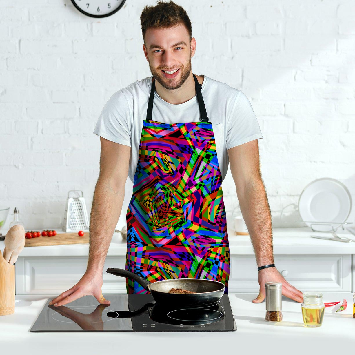 Psychedelic Geometric Multicolor Men's Apron-grizzshop