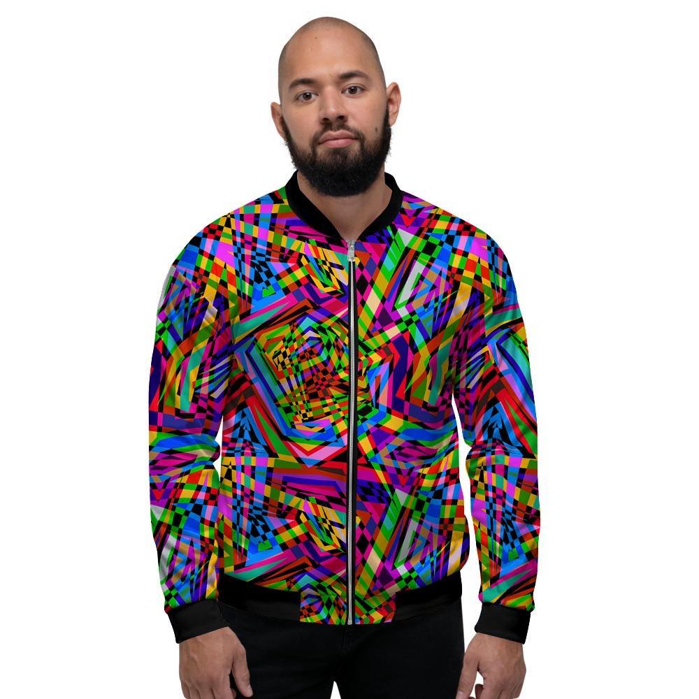 Psychedelic Geometric Multicolor Men's Bomber Jacket-grizzshop