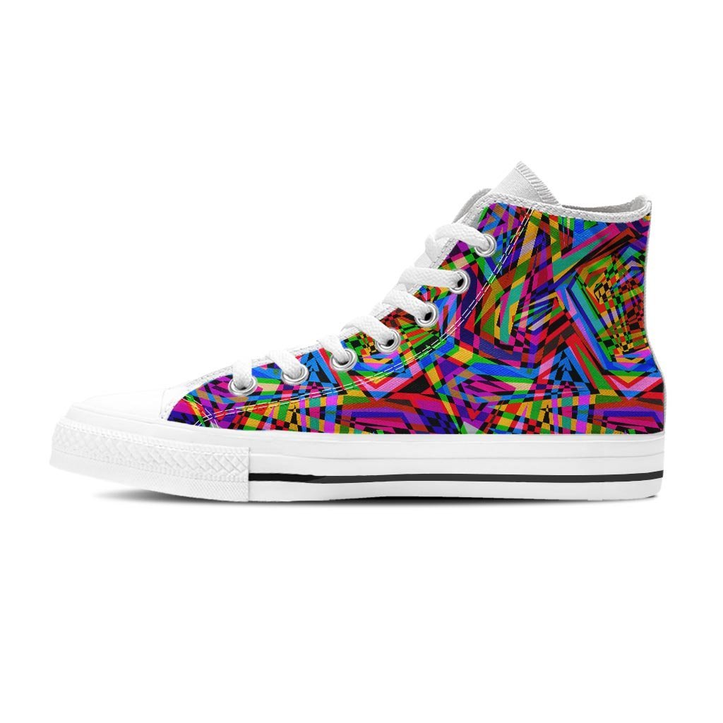 Psychedelic Geometric Multicolor Men's High Top Shoes-grizzshop
