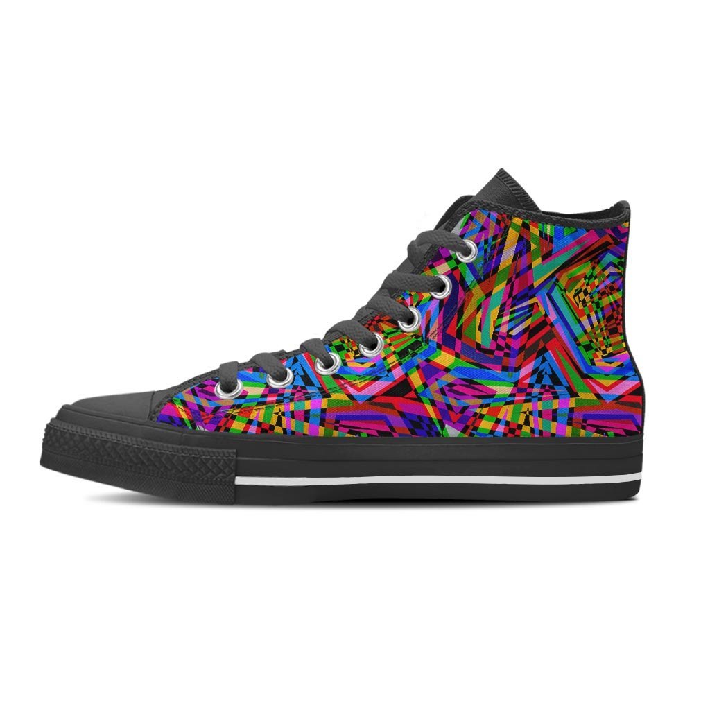Psychedelic Geometric Multicolor Men's High Top Shoes-grizzshop