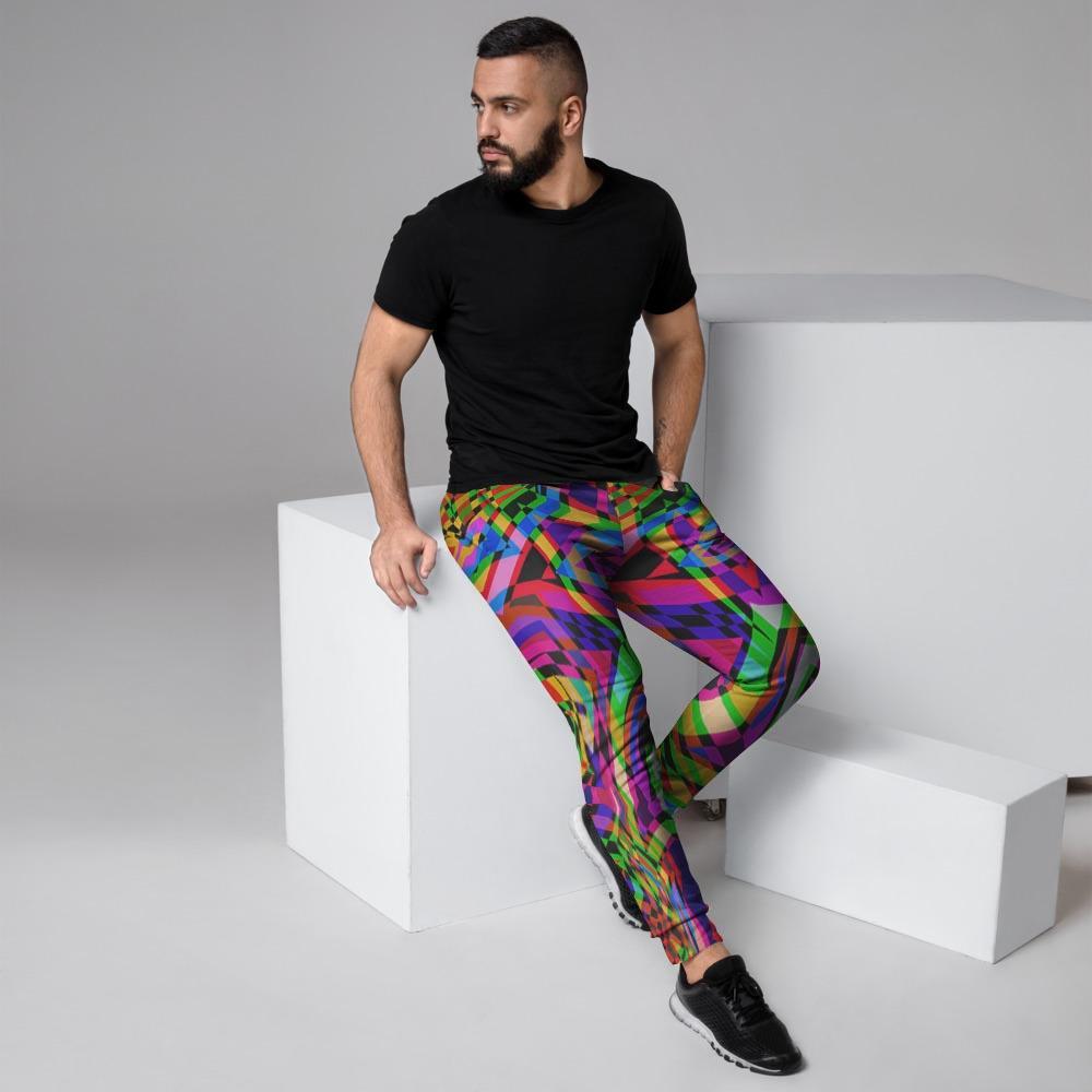 Psychedelic Geometric Multicolor Men's Joggers-grizzshop