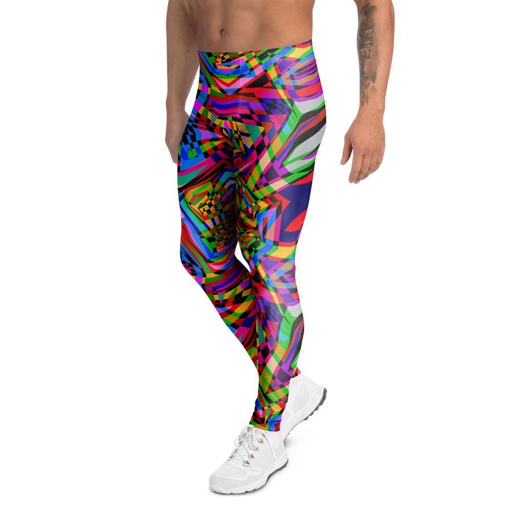 Psychedelic Geometric Multicolor Men's Leggings-grizzshop