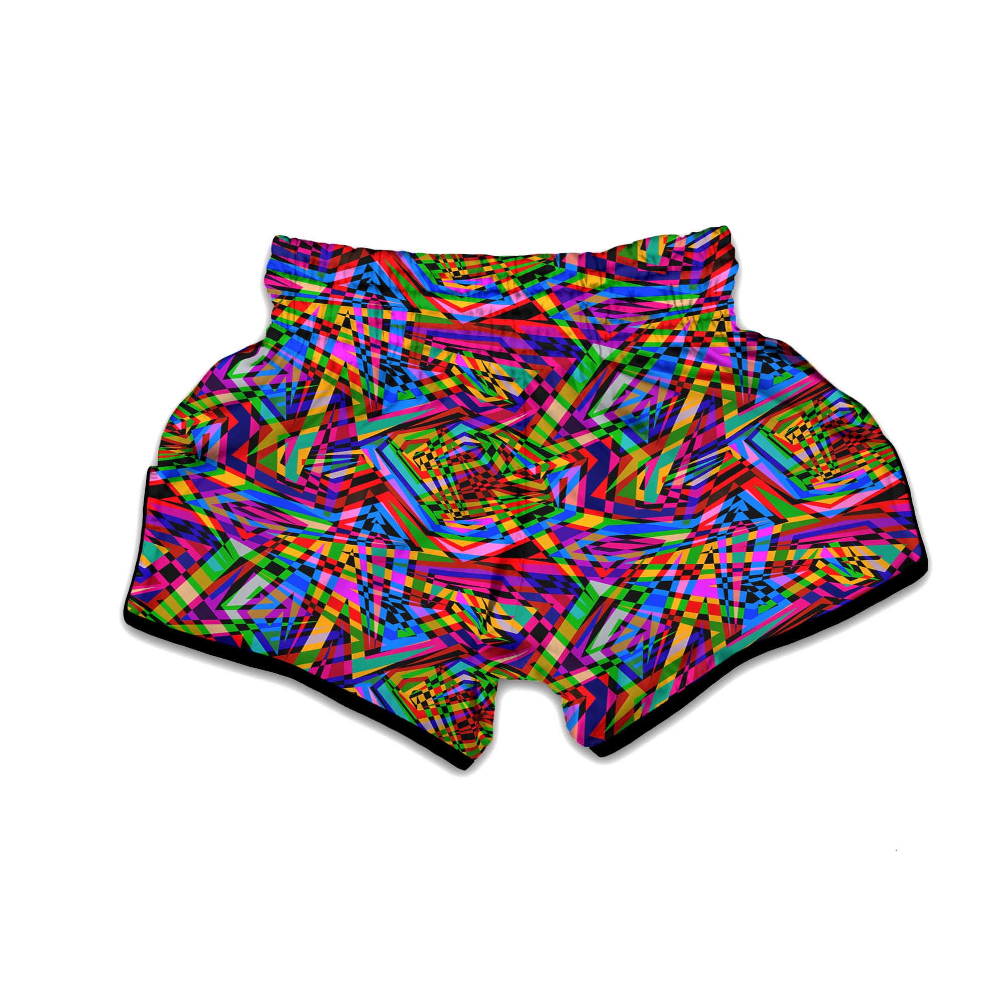 Psychedelic Geometric Multicolor Muay Thai Boxing Shorts-grizzshop