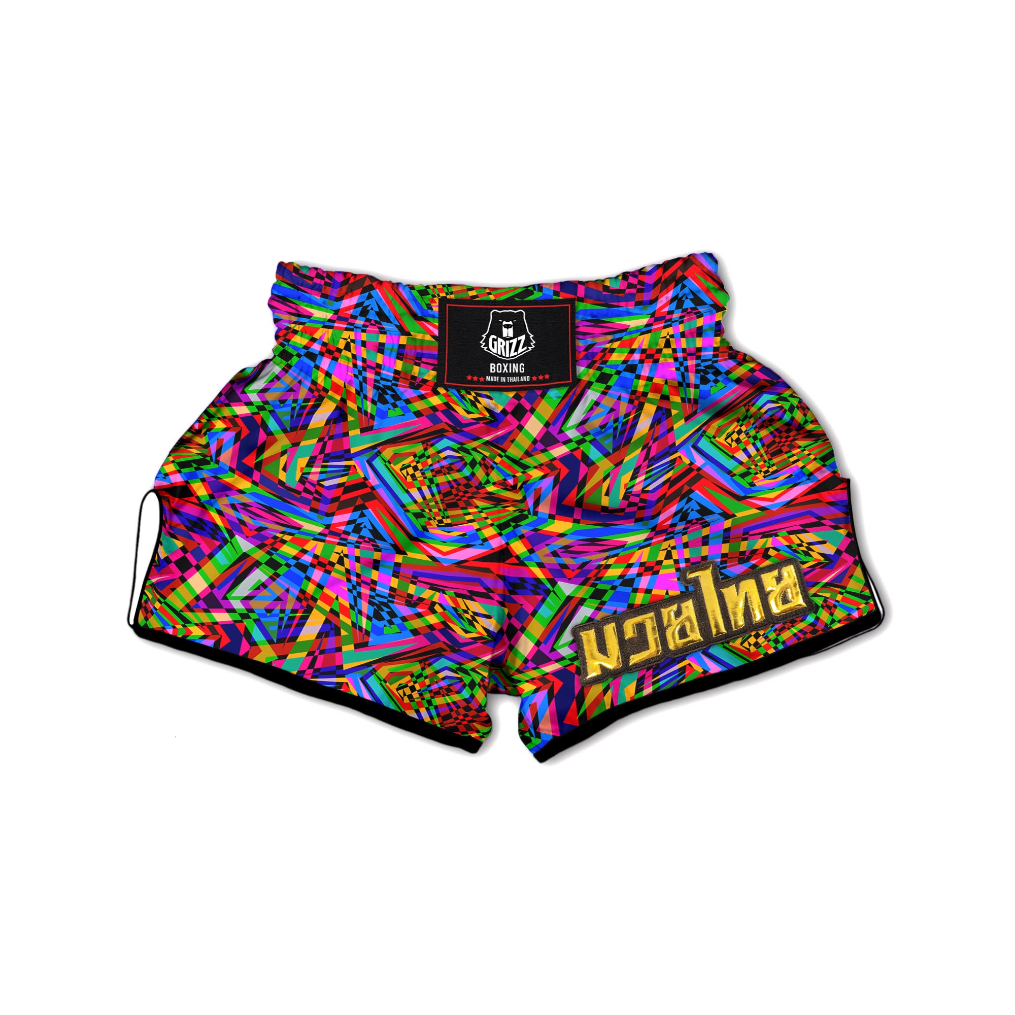 Psychedelic Geometric Multicolor Muay Thai Boxing Shorts-grizzshop