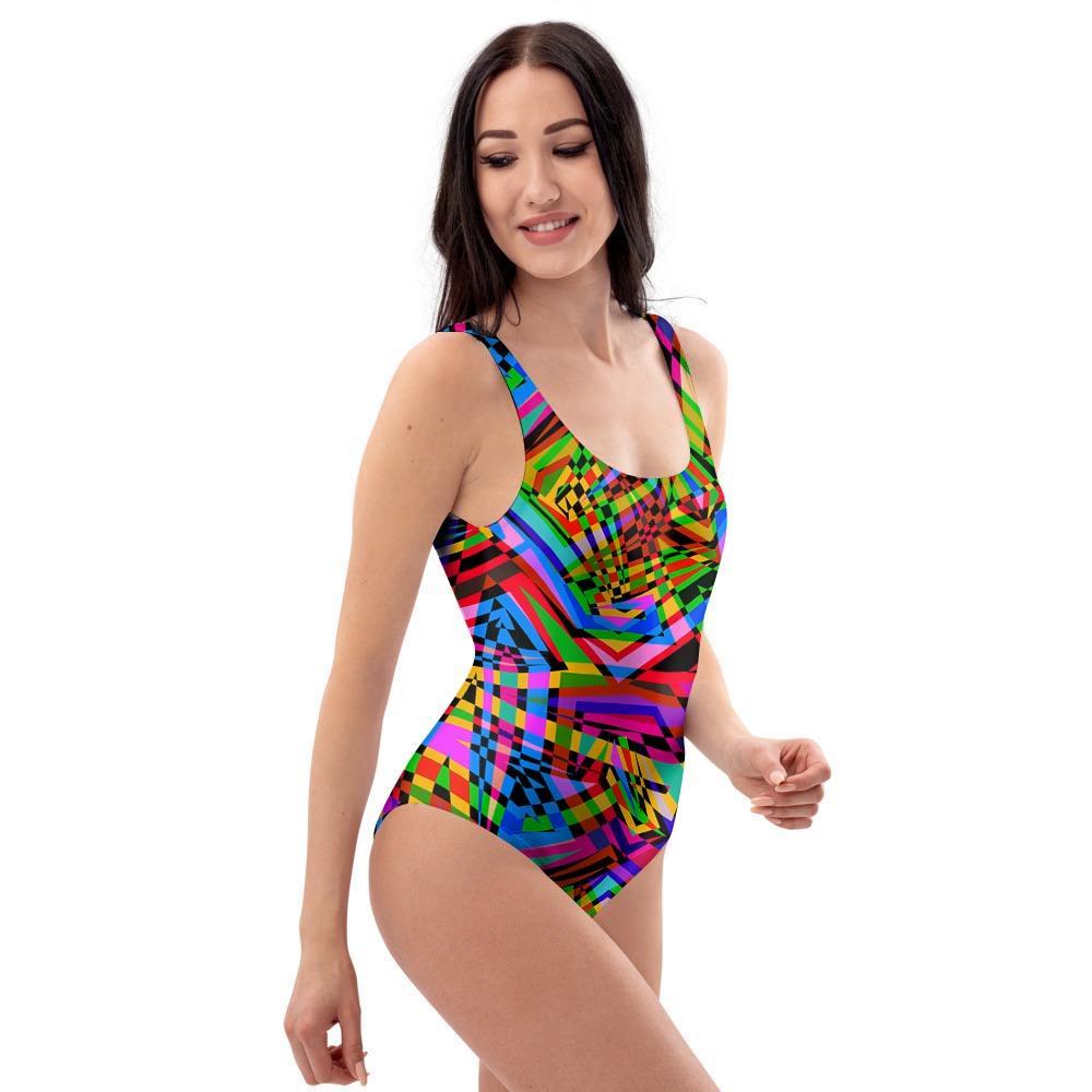 Psychedelic Geometric Multicolor One Piece Swimsuite-grizzshop