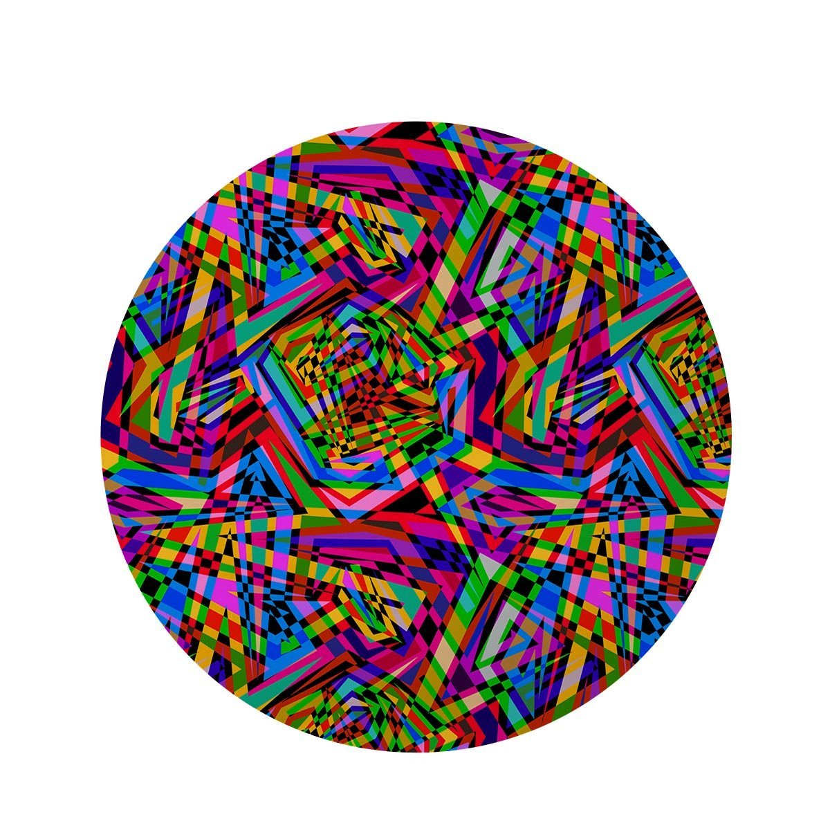 Psychedelic Geometric Multicolor Round Rug-grizzshop