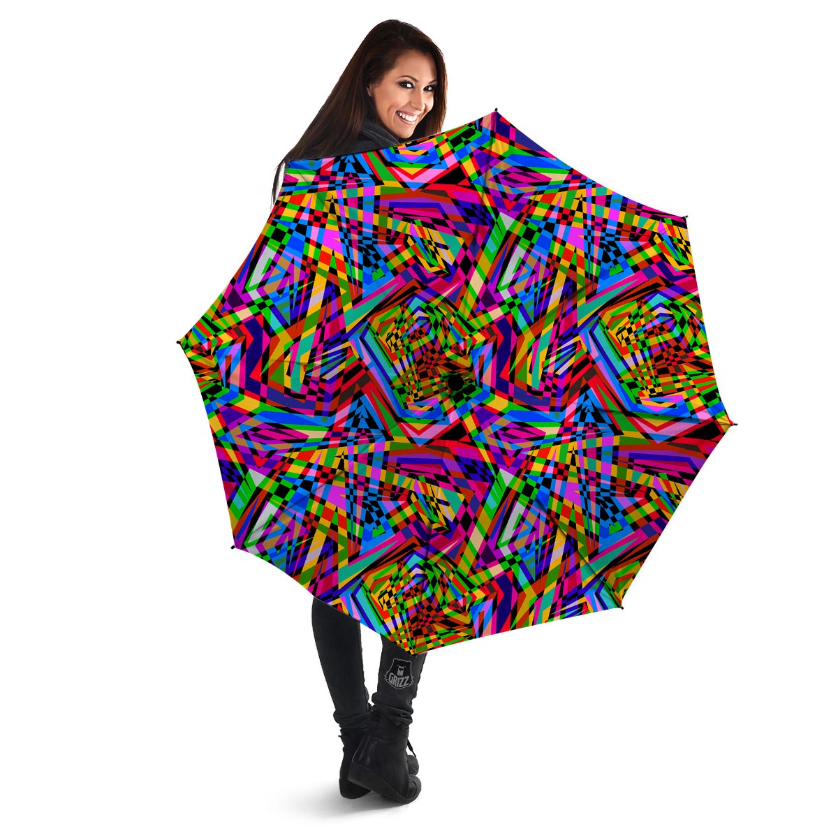 Psychedelic Geometric Multicolor Umbrella-grizzshop