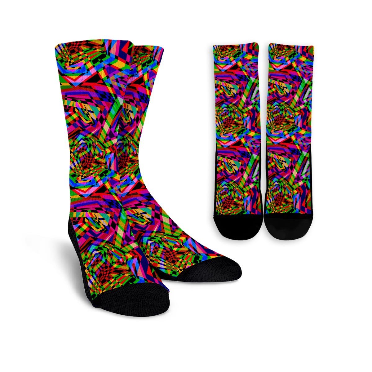 Psychedelic Geometric Multicolor Unisex Socks-grizzshop