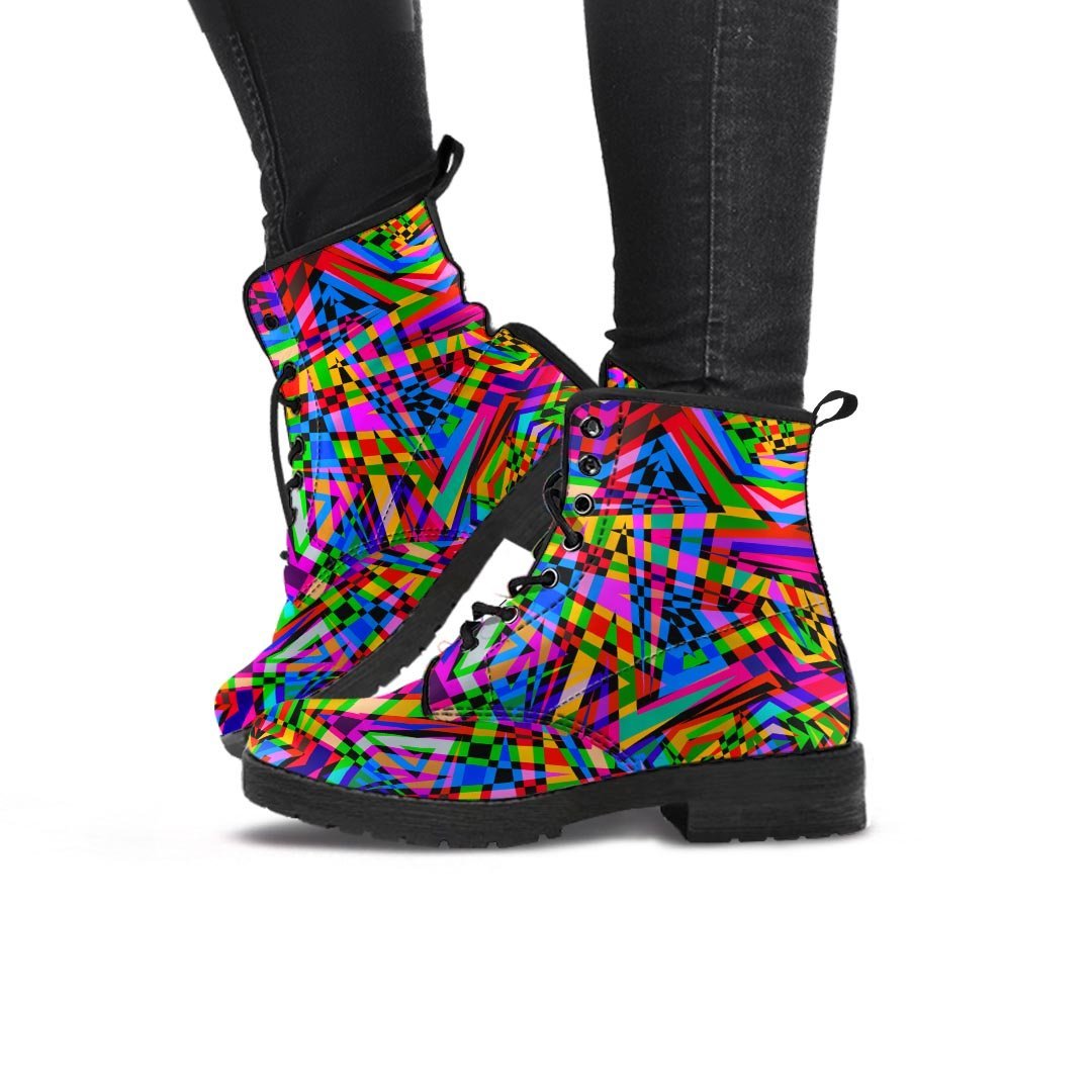 Psychedelic Geometric Multicolor Women's Boots-grizzshop