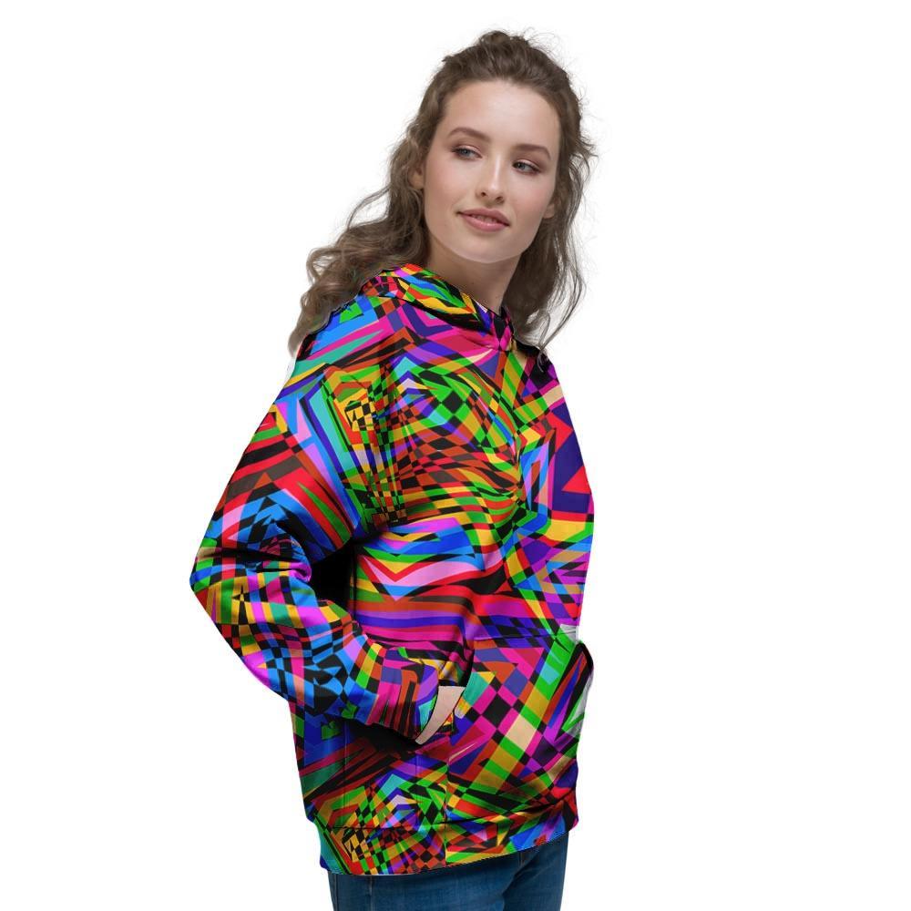 Psychedelic Geometric Multicolor Women's Hoodie-grizzshop