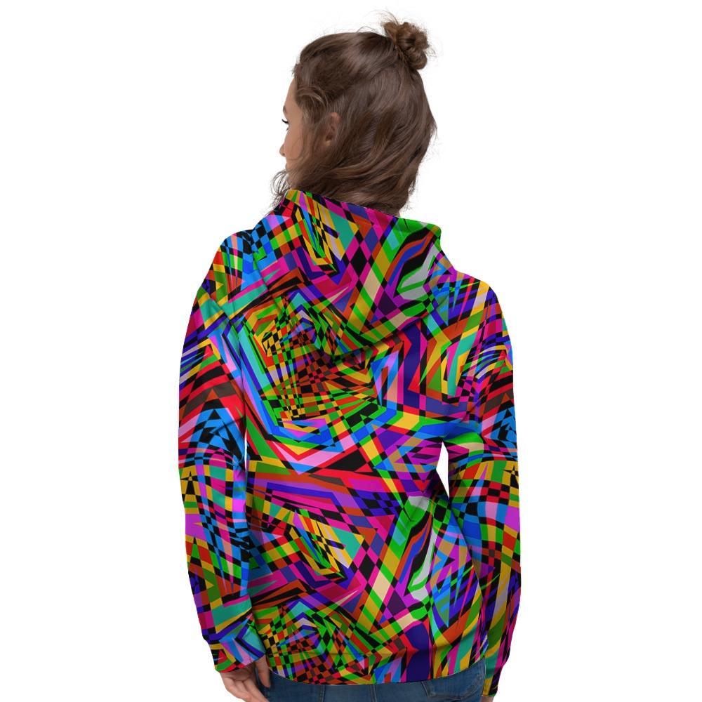 Psychedelic Geometric Multicolor Women's Hoodie-grizzshop