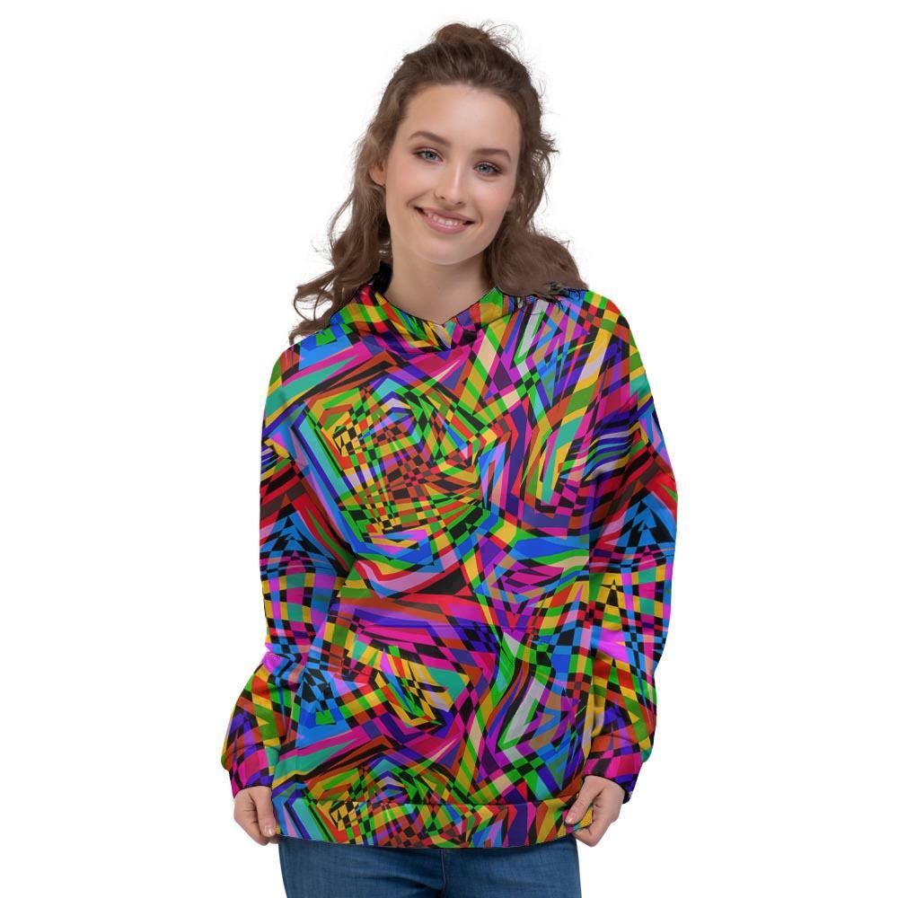 Psychedelic Geometric Multicolor Women's Hoodie-grizzshop