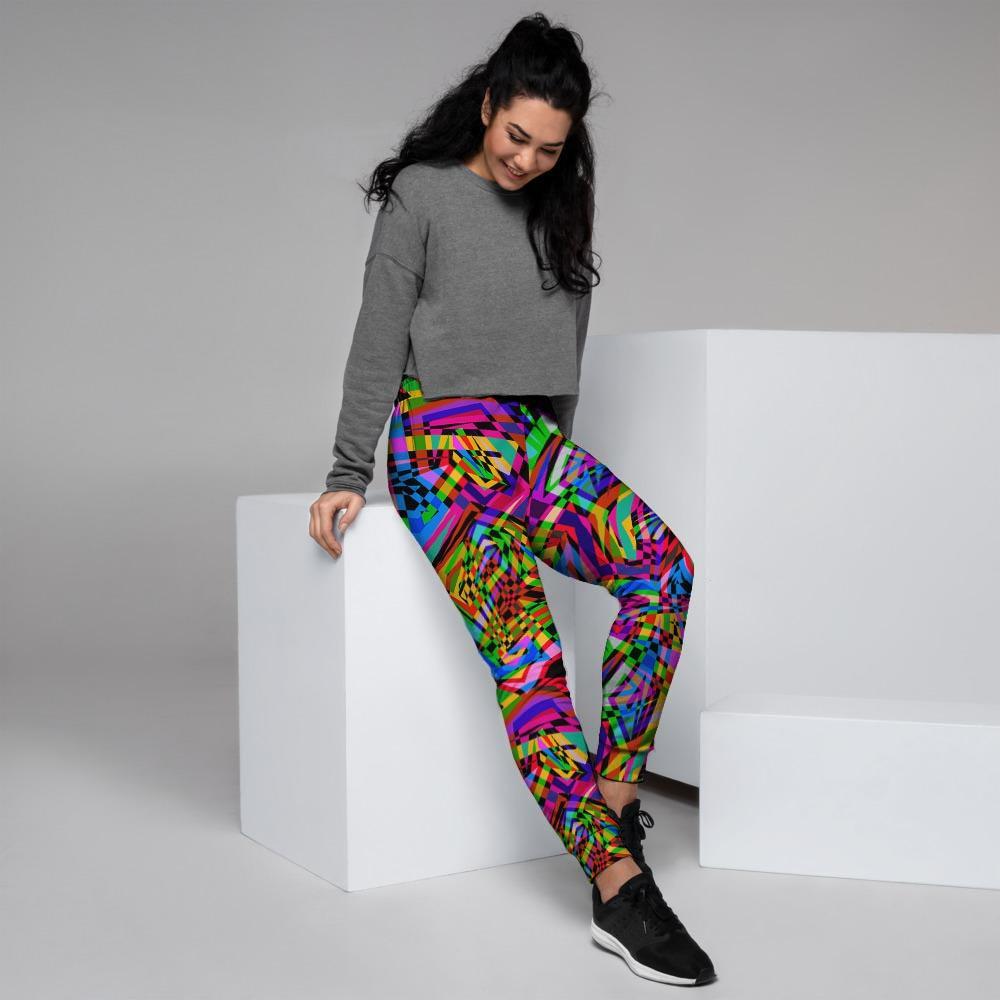 Psychedelic Geometric Multicolor Women's Joggers-grizzshop