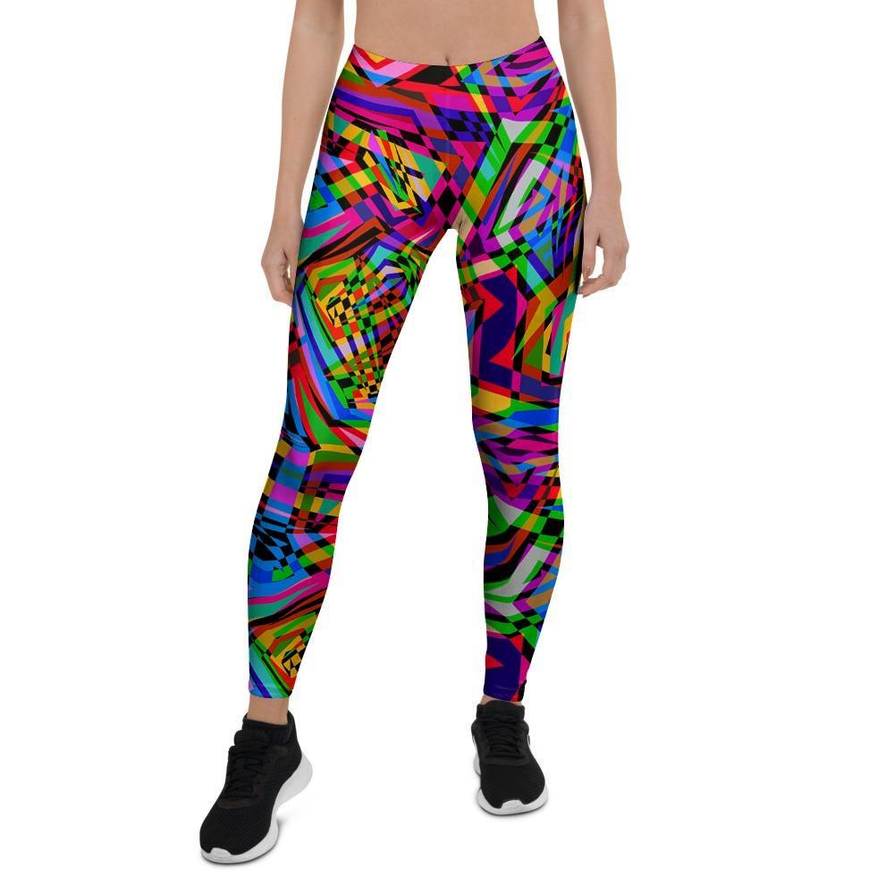 Psychedelic Geometric Multicolor Women's Leggings-grizzshop