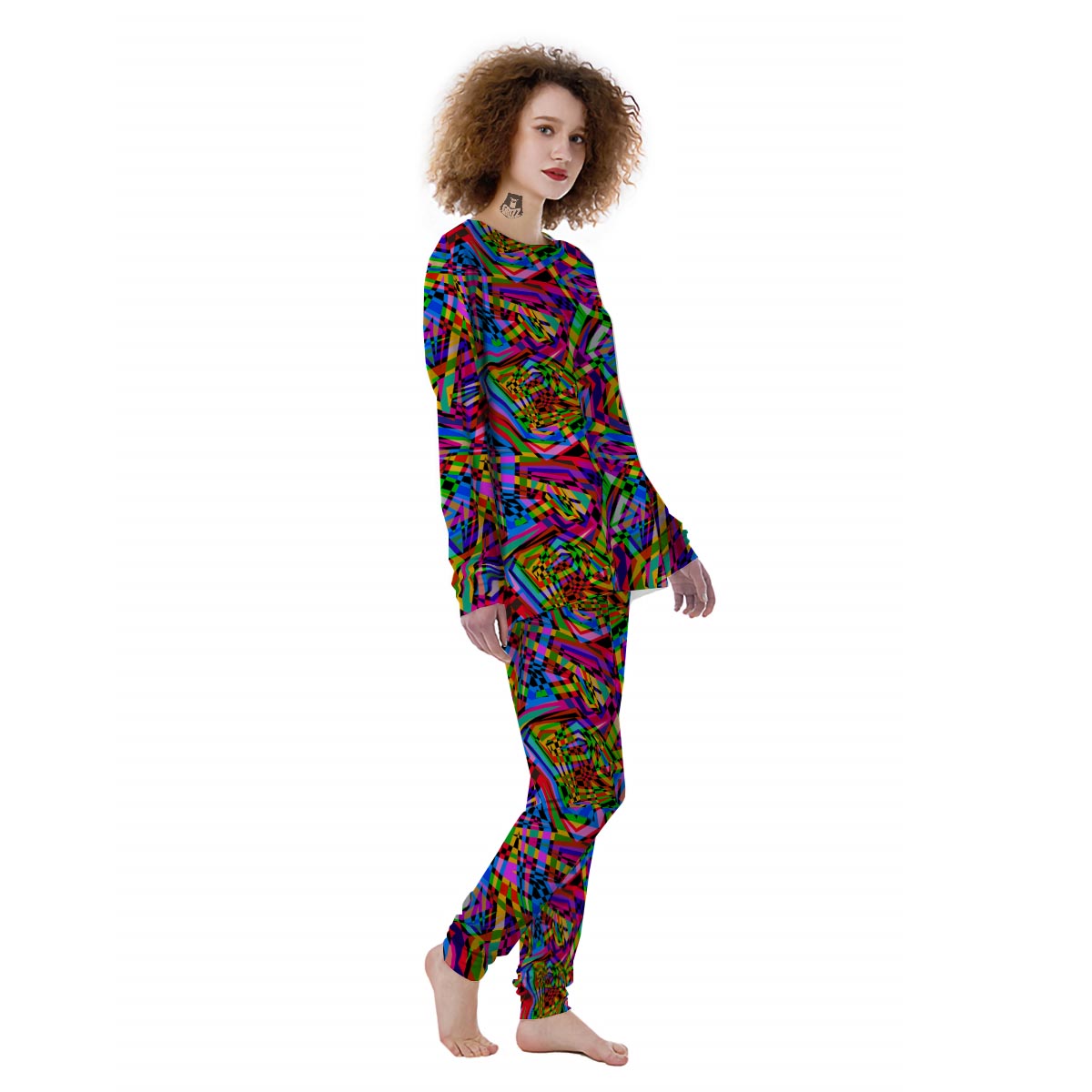 Psychedelic Geometric Multicolor Women's Pajamas-grizzshop