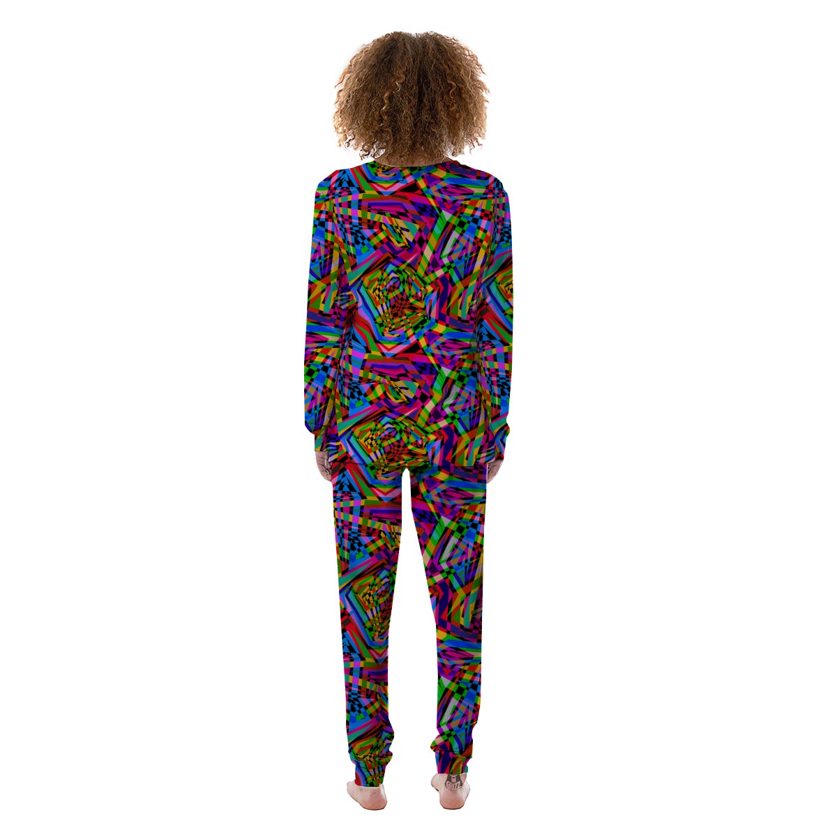 Psychedelic Geometric Multicolor Women's Pajamas-grizzshop
