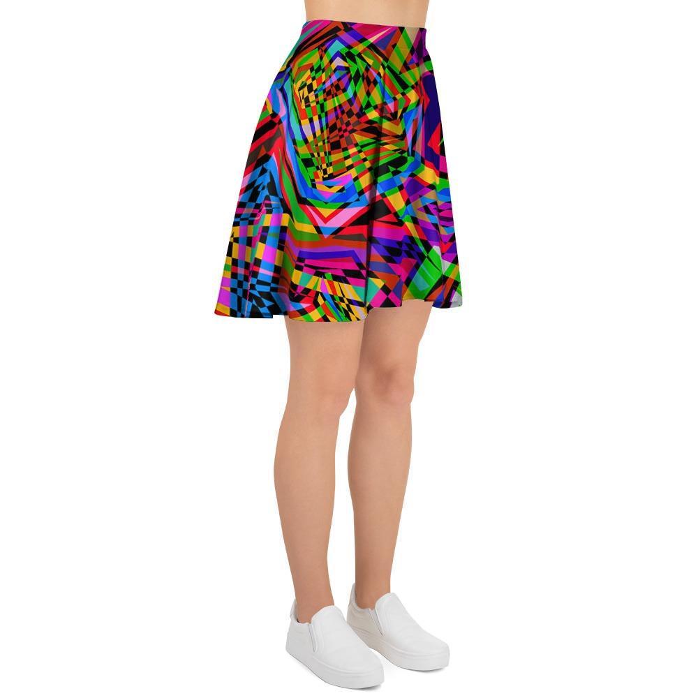 Psychedelic Geometric Multicolor Women's Skirt-grizzshop