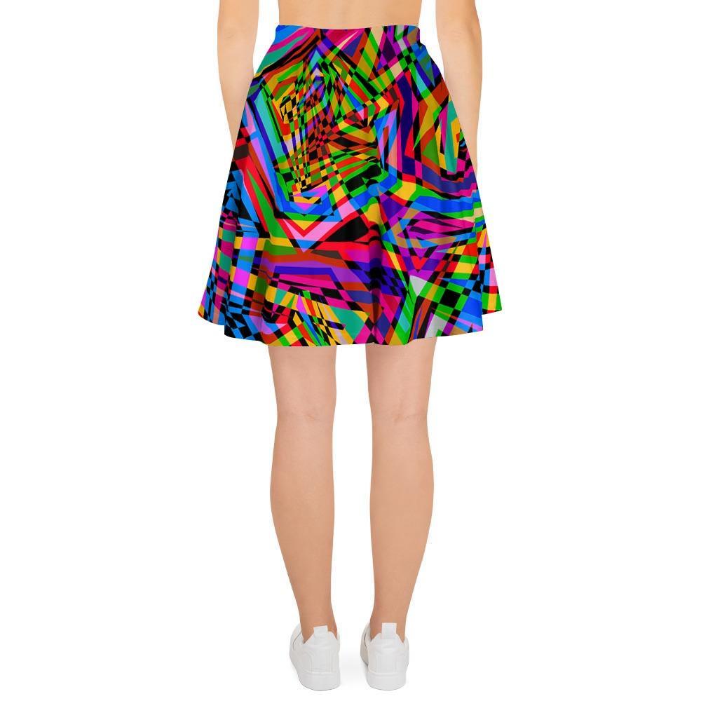 Psychedelic Geometric Multicolor Women's Skirt-grizzshop